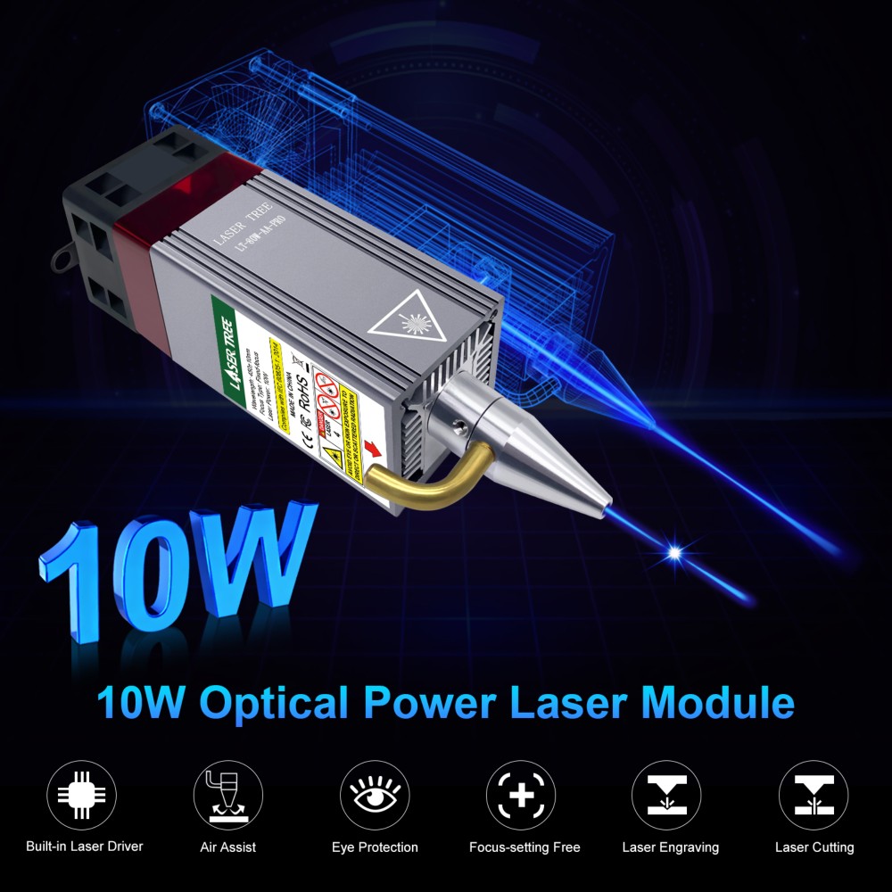 에어 어시스트 기능이 있는 20W 455nm 블루 다이 - Diode Laser Module 리뷰 및 가격