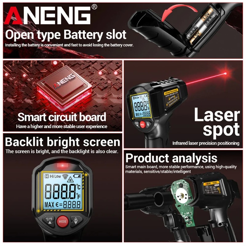 ANENG TH202 비접촉식 적외선 온도계 산업용 휴 - Industrial Laser Thermometer Gun 리뷰 및 가격